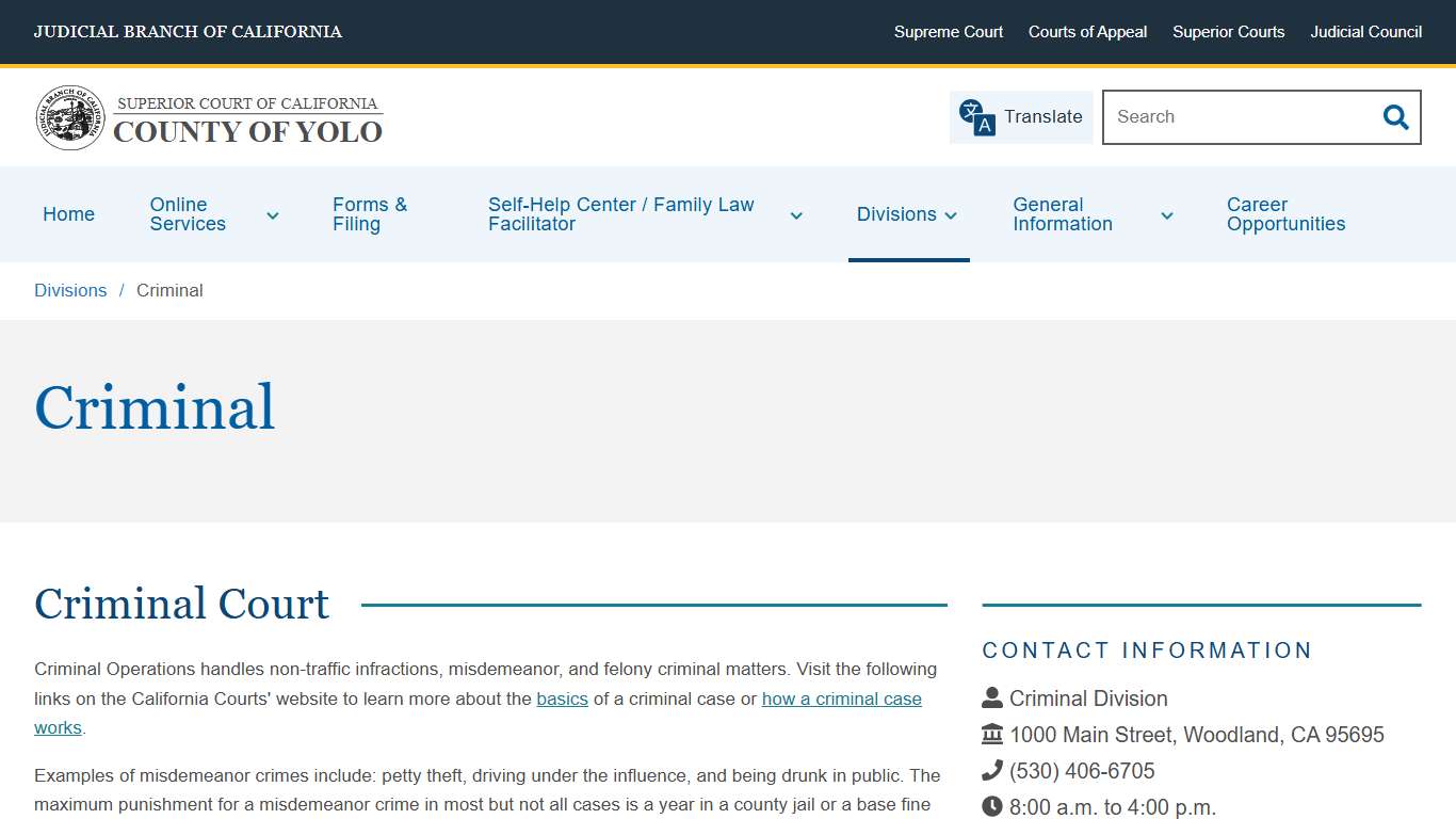 Criminal | County of Yolo